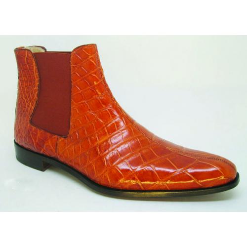 Mauri "2198" Cognac All-Over Genuine Body Alligator Boots