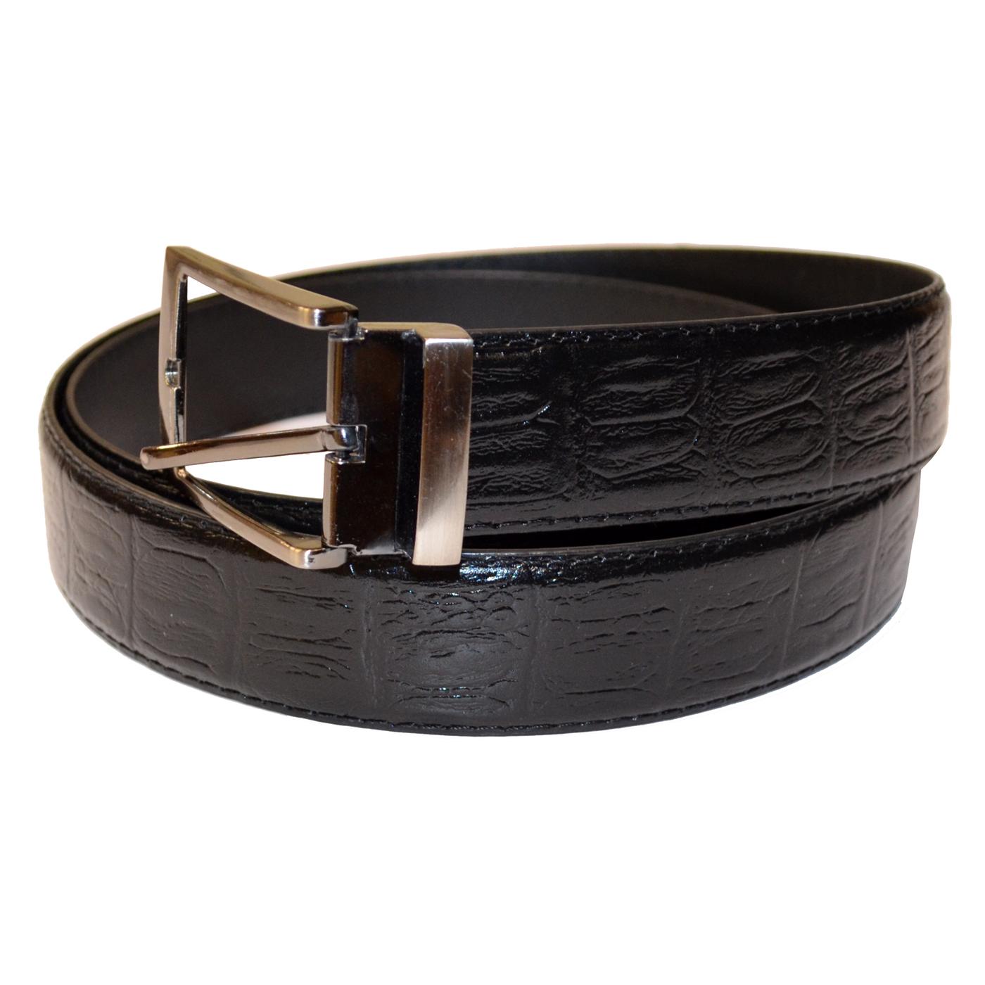 Serpi Black Alligator Print Genuine Leather Wide Width Belt FH/35 ...