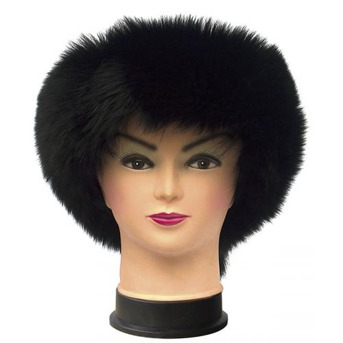 Winter Fur Ladies Black Genuine Fox Head Band FHB01