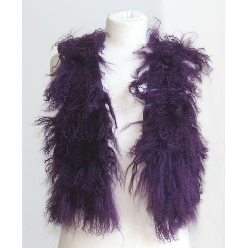 Winter Fur Ladies Purple Genuine Mongolian Lamb Vest W15V15PP