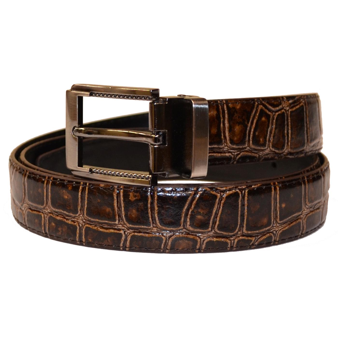 Serpi Brown Alligator Print Genuine Leather Belt F9/30 [023071052556 ...
