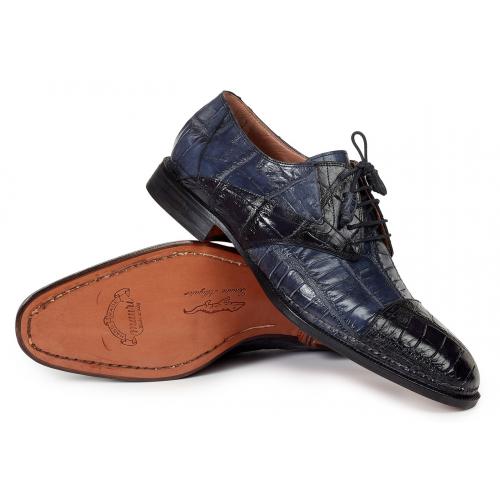 Mauri "Pantheon" 1052 Black / Charcoal Grey Genuine Body Alligator Hand Painted Shoes