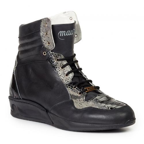 Mauri "Elio" M727 Black Genuine Calf / Ostrich Leg Sneakers