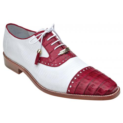 Belvedere "Dotto" Red / White Genuine Crocodile / Lizard Shoes 1621