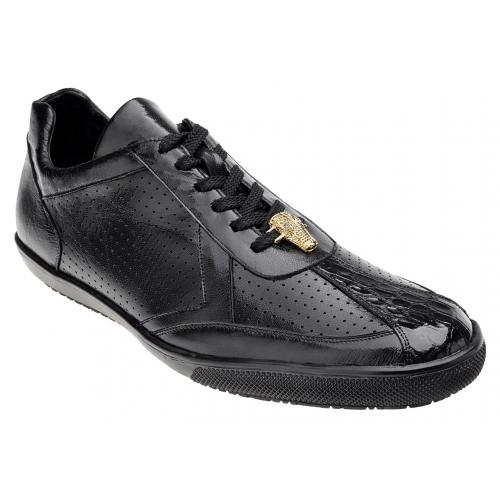 Belvedere "Romano" Black Genuine Crocodile / Soft Calf Sneakers 3002