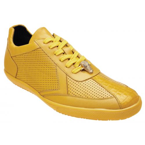 Belvedere "Romano" Yellow Genuine Crocodile / Soft Calf Sneakers 3002