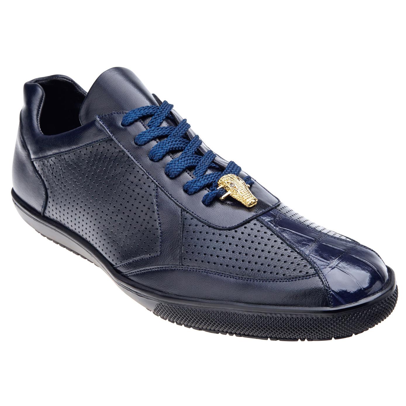 Belvedere Romano Navy Genuine Crocodile / Soft Calf Sneakers 3002 ...