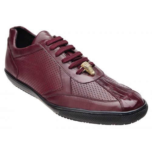 Belvedere "Romano" Dark Burgundy Genuine Crocodile / Soft Calf Sneakers 3002