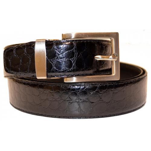 Serpi Black Baby Alligator Print Genuine Leather Belt F10/30