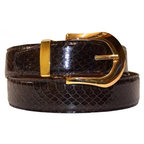 Serpi Dark Brown Genuine Snake Skin Belt S/30