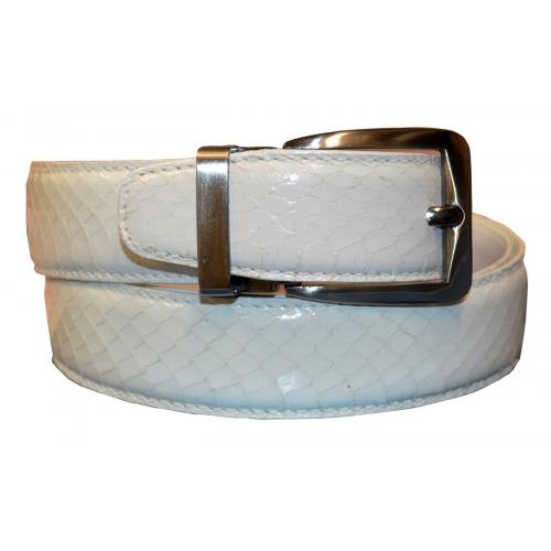 Serpi White Genuine Snake Skin Belt S/30