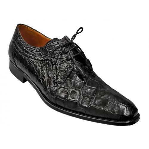 Lorens "Regal" Black All-Over Genuine Alligator Modern Brogue Design Lace-Up Derby Shoes With Alligator Wrapped Tassels 1554