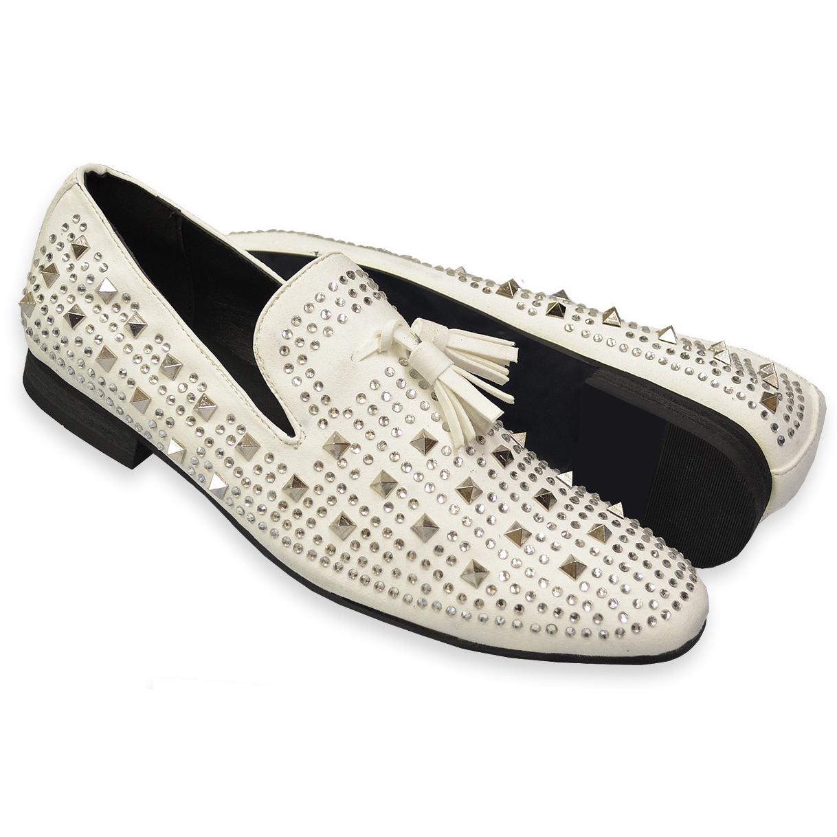 white studded loafers