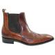 Duca Di Matiste 300 Brandy Genuine Italian Calfskin Leather Ankle Boots With Toe Perforation.