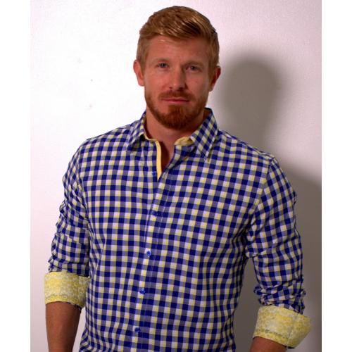 Justing Royal Blue / Yellow / White Plaid Long Sleeves Cotton Blend Shirt 113