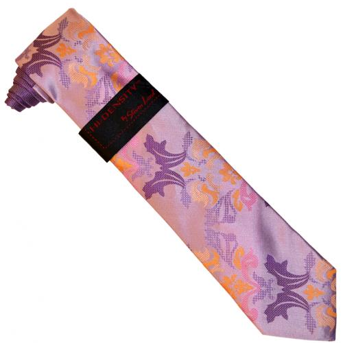 Hi-Density By Steven Land Collection HDS2646 Pink / Multicolor 100% English Woven Silk Necktie / Hanky Set