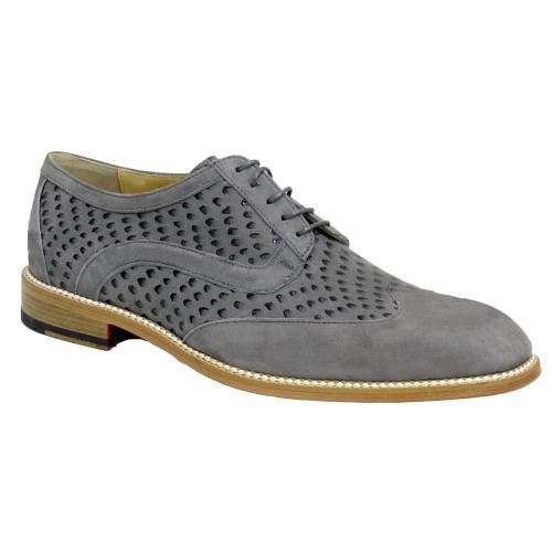 Emilio Franco "EF14" Grey Genuine Leather Suede Print Oxford Shoes