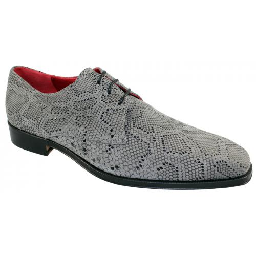 Emilio Franco "EF15" Grey Genuine Leather Suede Print Shoes