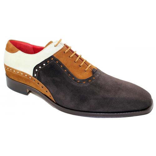 Emilio Franco "EF502" Brown / Cognac Genuine Leather Suede Oxford Shoes