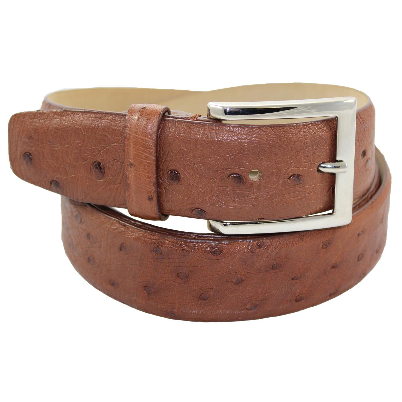 Cognac Ostrich Leather Belt