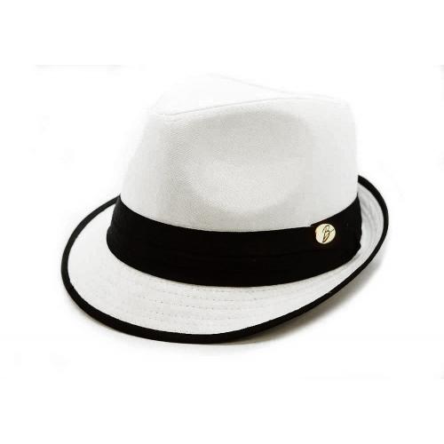 Bruno Capelo White / Black Linen Blend Stingy Brim Fedora Hat SD-100