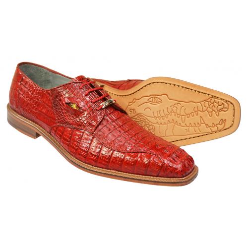 Belvedere Red All-Over Genuine Hornback Crocodile Shoes With Eyes