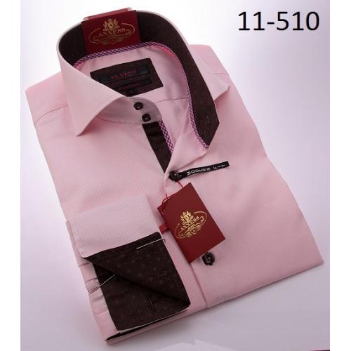 Axxess Pink / Brown Modern Fit Cotton Dress Shirt 11-510