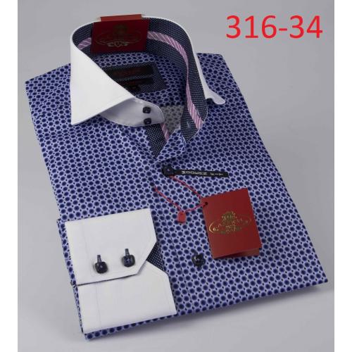 Axxess Purple / White With Pinstripes Circular Design Modern Fit Cotton Dress Shirt 316-34