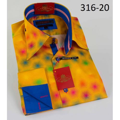 Axxess Yellow / Blue / Pink Modern Fit Cotton Dress Shirt 316-20