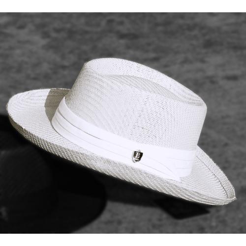 Bruno Capelo White Straw Fedora Straw Dress Hat BC-551