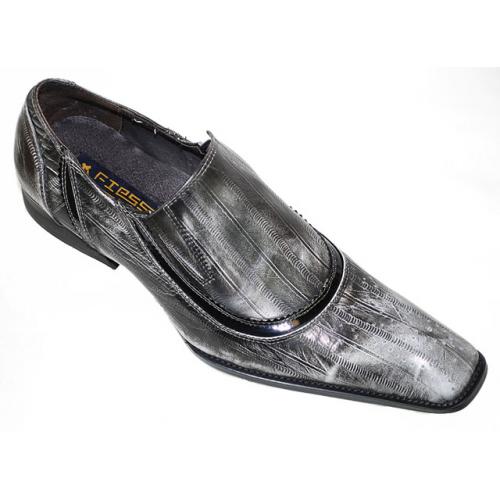 Fiesso Black/White Eel Print With Black Patent Leather Trim Loafer Shoes FI8235