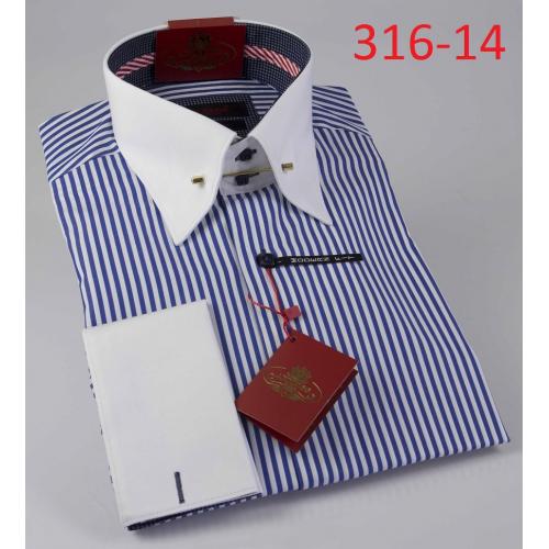 Axxess White / Blue Stripes Modern Fit Cotton Dress Shirt 316-14