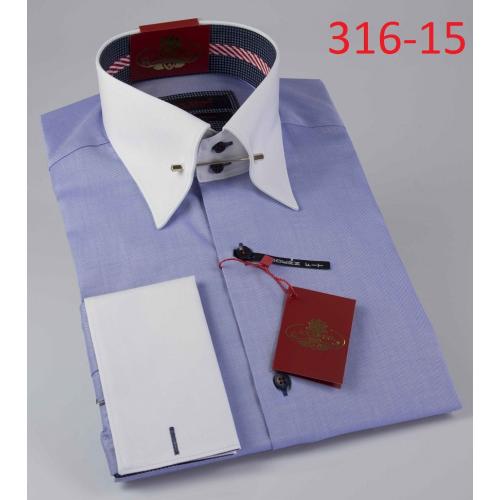 Axxess Light Blue / White With Pinstripes Modern Fit Cotton Dress Shirt 316-15