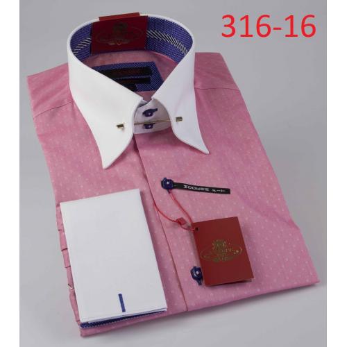 Axxess Pink / White With Pinstripes Modern Fit Cotton Dress Shirt 316-16