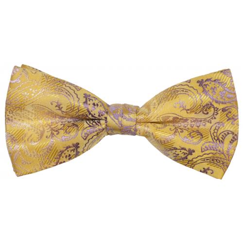 Classico Italiano Gold / Lavender 100% Silk Bow Tie / Hanky Set BH2349