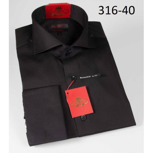 Axxess Black Italian Neck Design Modern Fit Cotton Dress Shirt 316-40