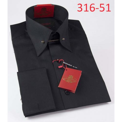 Axxess Black Regular With Pinstripes Design Modern Fit Cotton Dress Shirt 316-51