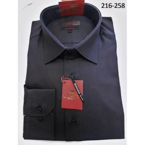 Axxess Classic Black With Button Design Modern Fit Cotton Dress Shirt 216-258