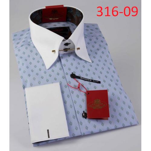 Axxess Light Blue / White Pinstripes Design Modern Fit Cotton Dress Shirt 316-09