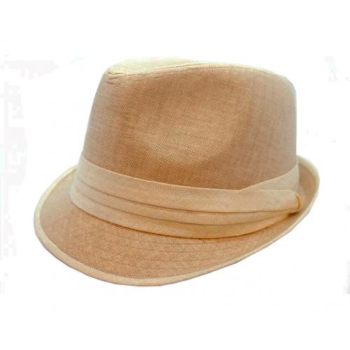 Bruno Capelo Tan / Eggshell Fedora Linen Blend Dress Hat SD-104