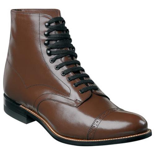 Stacy Adams "Madison" Brown Kidskin Leather Cap Toe Lace-Up Dress Boots 00015-02