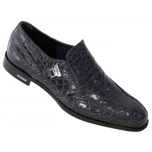 Mauri "4666/2" Charcoal Grey Genuine Flanks Crocodile Loafer Shoes