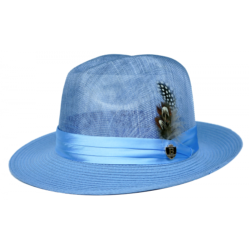 Bruno Capelo Light Blue Fedora Sinamay Straw Dress Hat SP-111
