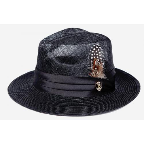 Bruno Capelo Black Fedora Sinamay Straw Dress Hat SP-100