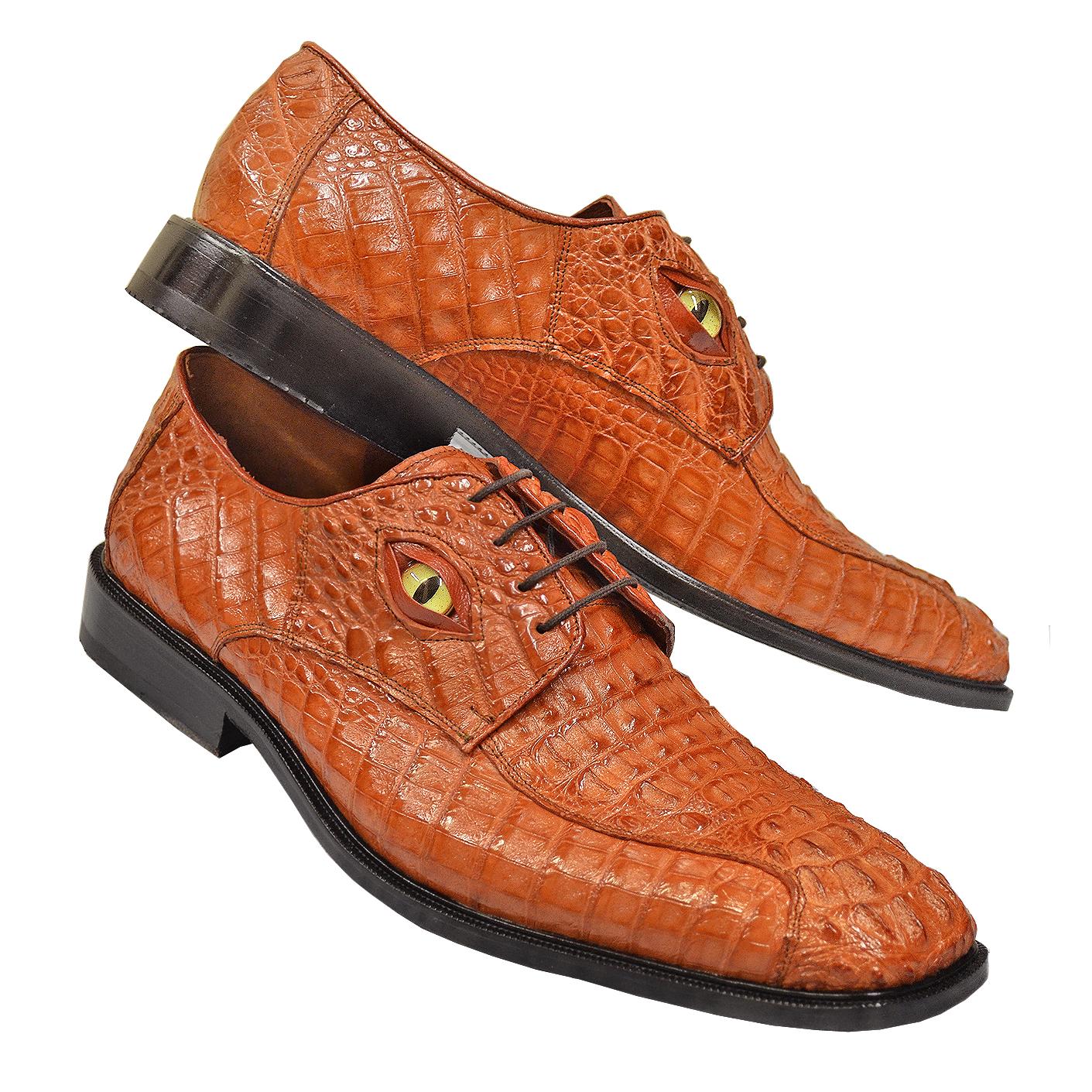 LA Exotics Diamond Eyes Cognac All-Over Genuine Hornback Crocodile Head  Shoes With Eyes 1ZV080203 - $ :: Upscale Menswear -  
