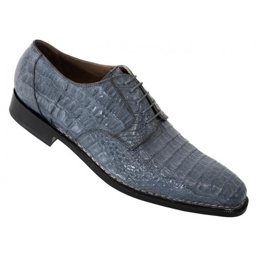 Mauri "1186" Medium Grey Genuine Hornback Crocodile Hand Made Oxford Shoes