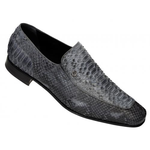 Mauri "4338" Matt Grey Genuine Python Maculated Loafer Shoes