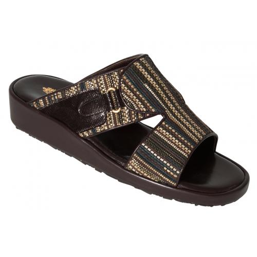 Mauri "1809" Dark Brown Genuine Woven R57 / Karung Platform Sandals