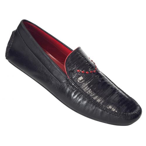 Mauri 3104 Black Genuine Nappa / Lizard Dress Casual Loafer Shoes