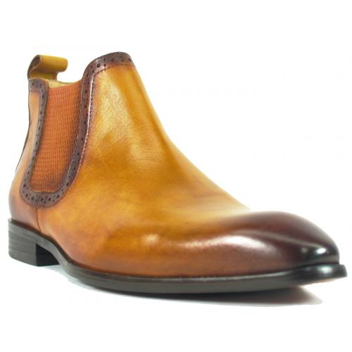 Carrucci Cognac Genuine Calf Skin Burnished Leather Boots KB478-11